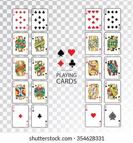 Set of playing cards vector: Ten, Jack, Queen, King, Ace 