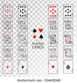 Set of playing cards vector: Ten, Jack, Queen, King, Ace 