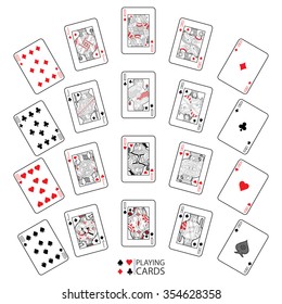 Set of playing cards vector: Ten, Jack, Queen, King, Ace 