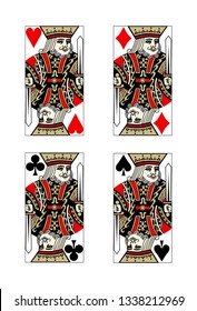 Set of playing cards.Kings. Vector illustration.