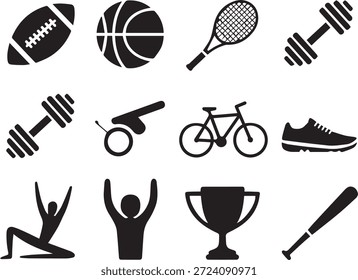 Conjunto de iconos de juego, incluyendo pelotas como el voleibol y el fútbol, aislado en un fondo blanco, perfecto para deportes, juegos, Ocio y proyectos de diseño de temática atlética.