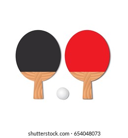 Set for playing ping-pong. Two rackets and a ping-pong ball. Vector illustration.