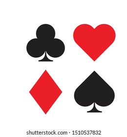 Set of playing poker card suits isolated on white background. illustrator, vector image
