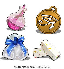 A set of pleasant surprises and gifts for the holidays. Turkish delight. Vector illustration.