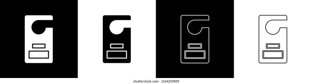 Set Please do not disturb icon isolated on black and white background. Hotel Door Hanger Tags.  Vector Illustration