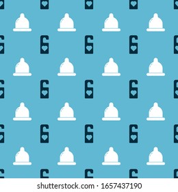Set Please do not disturb with heart and Condom on seamless pattern. Vector