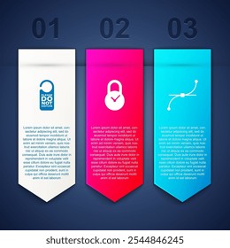 Set Please do not disturb, Padlock with clock and Bezier curve. Business infographic template. Vector