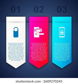 Set Please do not disturb, Digital door lock with wireless and Mobile and password. Business infographic template. Vector