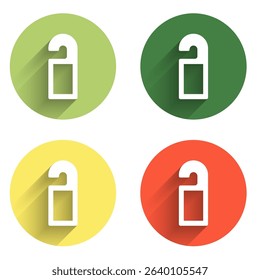 Set Please do not disturb icon isolated with long shadow background. Hotel Door Hanger Tags. Color circle button. Vector