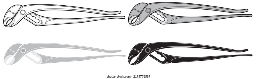 Conjunto de ilustraciones Pliers aisladas en fondo blanco. Herramienta de reparación. Ilustración del vector