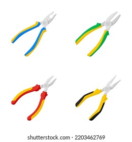 Set of Pliers isolated on white background