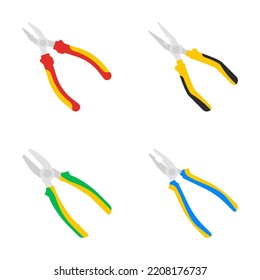 Set of Pliers isolated on white background