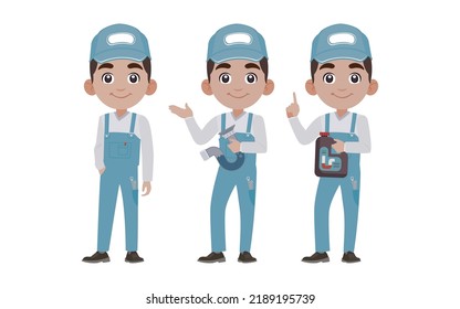 Set of plumber with different poses