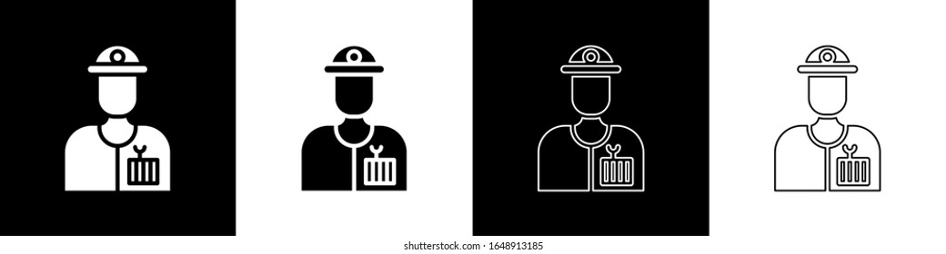 Ajuste el icono del plomo aislado en fondo blanco y negro.  Ilustración vectorial