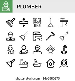 Set of plumber icons such as Painter, Plunger, Broken pipe, Faucet, Plumber, Water pipe, Bathtub, Plumbing , plumber