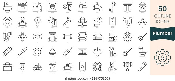 Conjunto de iconos de plomo. Iconos de estilo lineal delgado Empaquetar. Ilustración vectorial