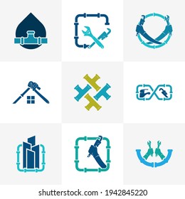 Set of Plumbing logo design vector illustration, Creative Plumbing logo design concept template, symbols icons