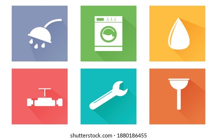 Set of plumbing sanitary engineering icons 