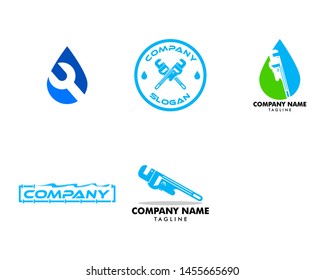Set of Plumbing Service Logo Template, Water Service Logo