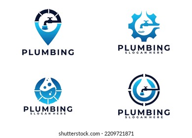 set of plumbing service logo vector design template