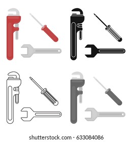 A set of plumbing tools. Sanitary tools necessary for home. Key and screwdriver plumbing tools. Plumbing symbol stock vector illustration.