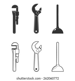 Set of plumbing tools. Vector illustration