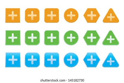 set of plus icons of different shape