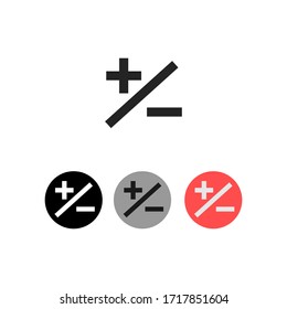 Set of plus icons with minus in circle, colored, emblem, science, business vector illustration
