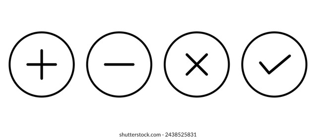 Set of Plus Minus Icons. Vector Illustration.