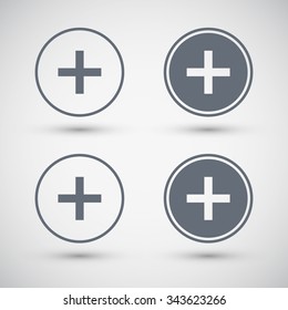 Set of plus sign icons. Vector illustration.
