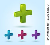 Set of plus symbol isolated on blue background. This vector icon is fully editable.