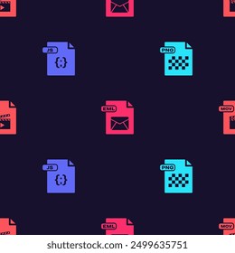 Set PNG file document, JS, EML and MOV on seamless pattern. Vector