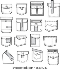 set of pockets outlines