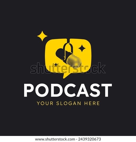 set podcast bubble chat microphone logo icon design