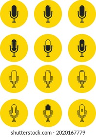 Set of podcast icon vector, Equipment for podcasts. Vector illustration isolated on a white background.