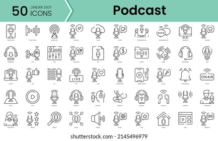 Set of podcast icons. Line art style icons bundle. vector illustration