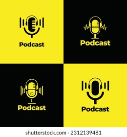 Set of podcast logo design concepts. Bundle concept for podcast logo designs.