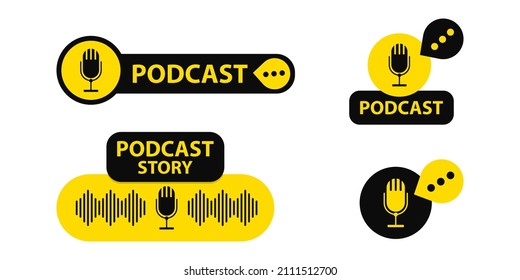 set of podcast logo sign. vector illustration
