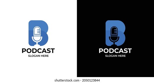 conjunto de logotipos de podcast con las iniciales de la letra B