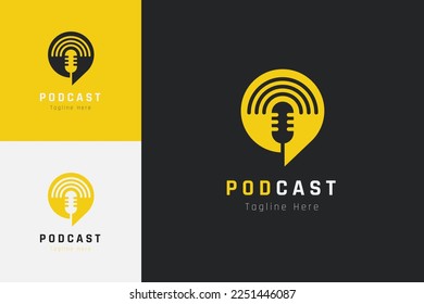 Set of podcast microphone logo vector design template with different color style