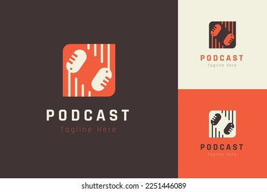 Set of podcast microphone logo vector design template with different color style