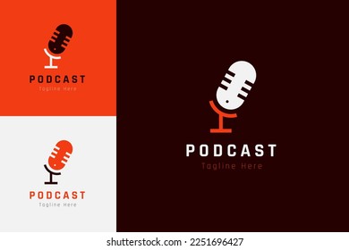 Set of podcast microphone logo vector design template with different color style