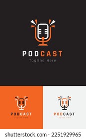 Set of podcast microphone logo vector design template with different color style