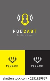 Set of podcast microphone logo vector design template with different color style