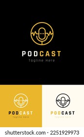 Set of podcast microphone logo vector design template with different color style