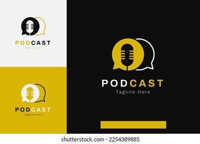 Set of podcast microphone logo vector design template with different color style