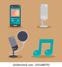 set of podcast, vector design