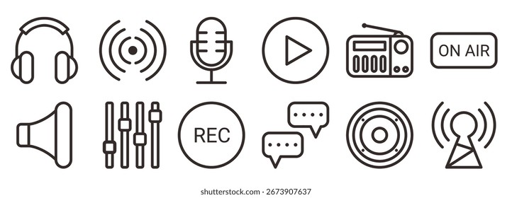Conjunto de Ilustración vectorial de podcast