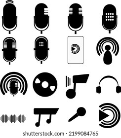 Conjunto de elementos de podcasting, iconos. Bonita colección para el Podcast Day, el Radio Day o cualquier otro propósito. Ilustración vectorial.