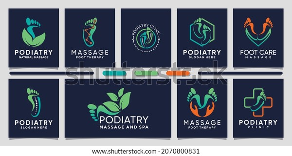 Set Podiatry Logo Design Creative Element Stock Vector (Royalty Free ...